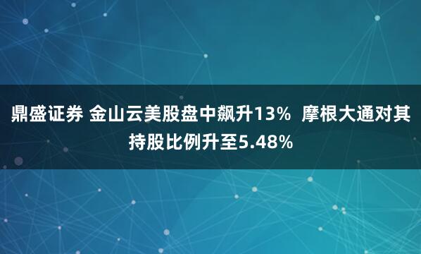 鼎盛证券 金山云美股盘中飙升13%  摩根大通对其持股比例升至5.48%